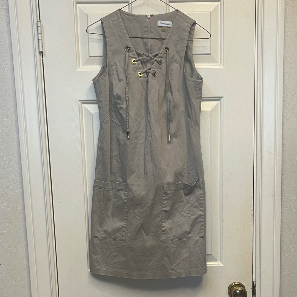 CALVIN KLEIN Grey shift dress with pockets S. NWOT